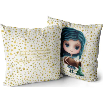 Dekorativní polštářek Polštář Znamení pro děti – Vodnář (21.1. - 20.2.) (Velikost: 40 x 40 cm)