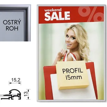 Reklamní Klaprám s profilem (šířkou rámu) 15mm Formát A5, ostrý roh (KRA5G15)