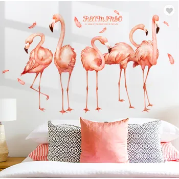 Samolepící dekorace Samolepka na zeď "Plameňáci 3" 141x85cm