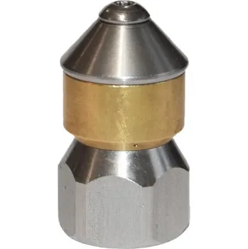 Příslušenství pro vysokotlaký čistič OEM Vysokotlaká rotační tryska na čistění potrubí 3(6)+0, závit 3/8" IG, vel. trysky 045 - 300, 250bar, nerez a mosaz Velikost trysky: 45