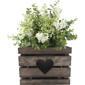 Obal na květináč AMADEA Dřevěný obal se srdíčkem s květináčem tmavý, 27x27x20 cm Český výrobek