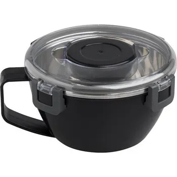 Svačinový box HERMETICKÝ KULATÝ OBĚDOVÝ BOX 0,85 l černý BRANDANI (barva - černá, nerezová ocel,PU,PP)