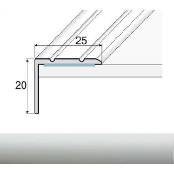 soklová lišta SH Profil, s.r.o. Effector A36S Schodová hrana 25x20, samolepící, délka 120cm Dekor: Stříbro