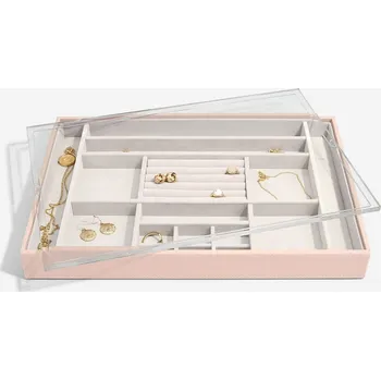 Šperkovnice Box na šperky s průhledným víkem Stackers Blush Supersize Ring & Accessory Layer with Display Lid | růžová 74408