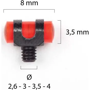 Příslušenství pro sportovní střelbu Muška na brokovnici světlovodná - červená - č.4