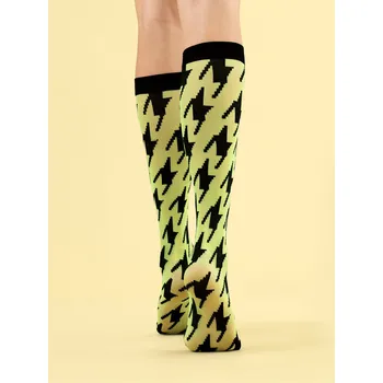 Dámské punčochy Podkolenky vzorované 8den Fiore GRAND PRIX neon yellow-žluté uni