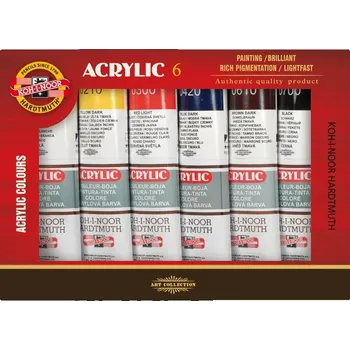Vodová barva KOH-I-NOOR Akrylová barva 6 x 40 ml Mix