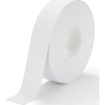 Výstražná páska Bílá plastová voděodolná podlahová protiskluzová páska FLOMA Super Resilient - délka 18,3 m, šířka 5 cm, tloušťka 1,3 mm