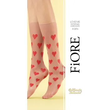 Dámské punčochy Podkolenky vzorované 8den Fiore LOVE ME poudre-tělové