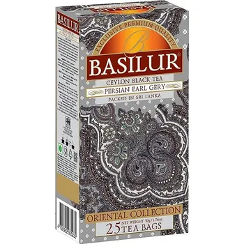 Čaj Basilur Persian Earl Grey, černý čaj s bergamotem a mandarinkou, porcovaný, 50g (25x2g)
