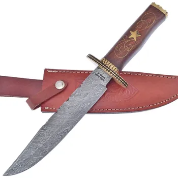 lovecký nůž Pevný Nůž Bowie Damascus Walnut