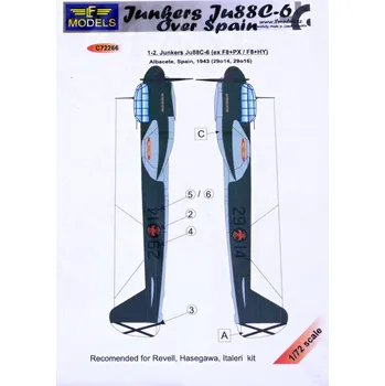 Plastikový model 1/72 Decals Junkers Ju 88C-6 over Spain (REV,HAS)