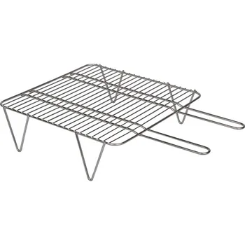 Rošt do krbu a kamen Grilovací rošt ohnišťový 44x46x14cm, čtvercový, nožky, madla Norman (Norman 210204 Nerezový rošt grilovací do ohniště s nožkami)