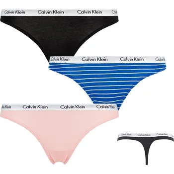 Kalhotky Calvin Klein tanga QD3587E 3 pack JMO - Vícebarevné / S