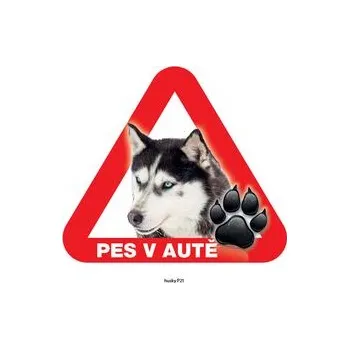 Značení Grel nálepka na plech pozor pes v autě husky