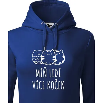 Dámská mikina Dámská mikina Míň lidí více koček, Barva Modrá, Velikost S, Canvas Dámská mikina Bezvatriko.cz 0707