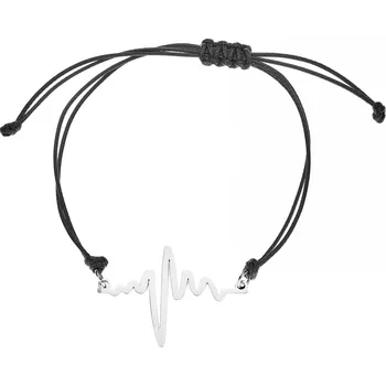 Náramek Šperky4U Černý textilní náramek heartbeat - ON004K