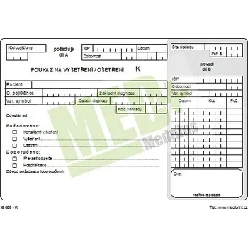Poukaz na vyšetření – ošetření K A5 nelep. 80, 100 ks v balení