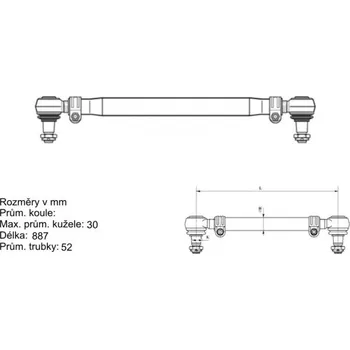 tyč spojovací IVECO TRAKKER 887mm