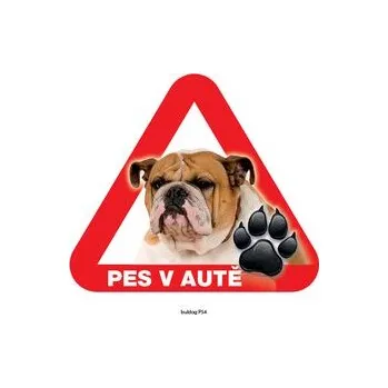 Grel nálepka na sklo pozor pes v autě buldog