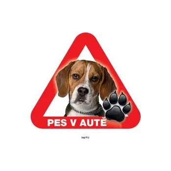 Značení Grel nálepka na sklo pozor pes v autě bígl