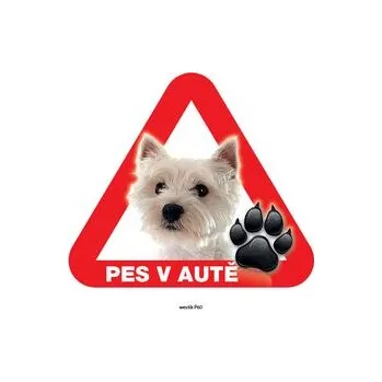 Značení Grel nálepka na sklo pozor pes v autě westík