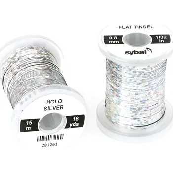 Plochá lametka Sybai Flat Tinsel 0,8mm Holographic Silver