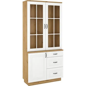 Obývací stěna Vitrína s komodou 1D3S FEDERICO dub artisan/bílá