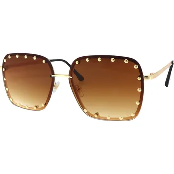 Sluneční brýle Dámské sluneční brýle, čtvercové s ozdobou B3723, světle hnědé barvy 9001558-2