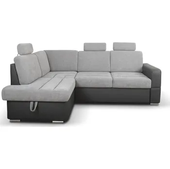 Sedací souprava Rozkládací rohová sedačka BOMBARDINO šedá / černá