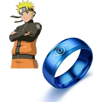 Seriál ocelový prsten Naruto Konoha modrý velikost 7