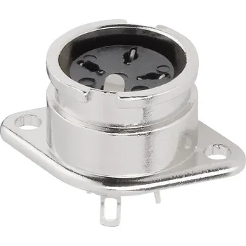 Elektrická zásuvka BKL Electronic 0202018 DIN kruhový konektor přírubová zásuvka, rovná Pólů: 5 stříbrná 1 ks