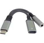 PremiumCord Redukce USB-C /3,5mm jack s DAC chipem + USB-C pro nabíjení 13cm ku31zvuk04