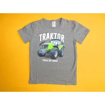 Arex, ČR Chlapecké tričko s krátkým rukávem Traktor 2 Barva: šedá, Velikost: 134