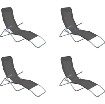 Zahradní lehátko IWHOME Plážové lehátko SIESTA šedé IWH-10160005 sada 4ks