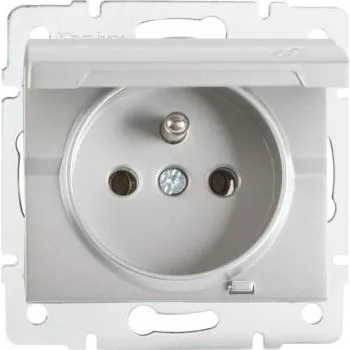 Elektrická zásuvka Nástěnná Elektrická Zásuvka s klapkou IP44 2p+Z Kanlux LOGI stříbrná 33493