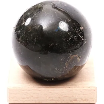 Drahý kámen Magieprirody.cz Labradorit koule 74 mm 560g přírodní kámen + dřevěný podstavec #C518