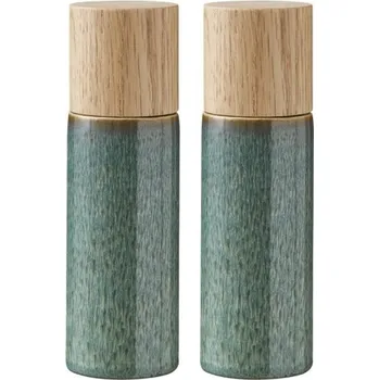 Mlýnek na koření Sada 2 mlýnků na sůl a pepř 17cm Green - BITZ (Sada mlýnků na pepř a sůl 17 cm Green zelená - BITZ)