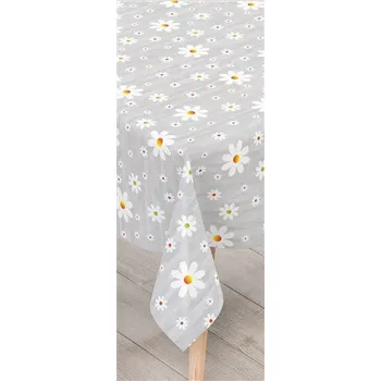 ubrus Ubrus PVC metráž kopretiny na šedém podkladu šířka 140 cm