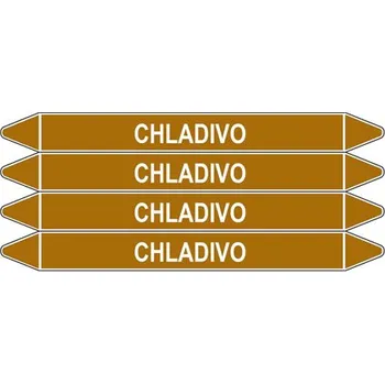 samolepka Značení potrubí, chladivo,4 ks, 250 × 26 mm