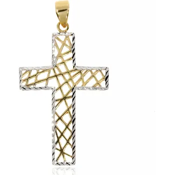 Přívěsek Zlatnictví Helios Kombinovaný zlatý proplétaný kříž