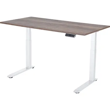 Psací stůl Polohovací stůl Liftor Magic 160 x 80 cm Dub Halifax cínový / Bílá podnož, elektricky výškově nastavitelný