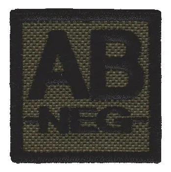 Nášivka NAVYS Označení krevní skupiny AB- velcro suchý zip 4x4 bojová B-46