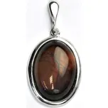 Stříbrný přívěsek přírodní tygří oko - P1492 (Stříbrný přívěsek s tygřím okem 18x13 mm)