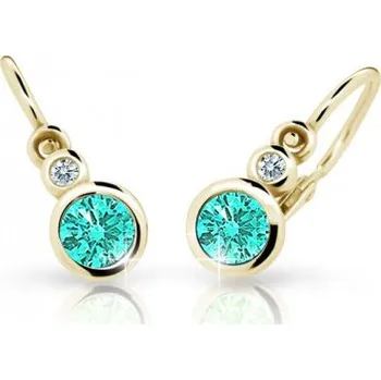 Šperk Cutie Kids Jewellery c1984-10-80-x-1 Zlaté dětské náušnice na brizuru Cutie C1984 Mint Green – zlatý šperk ryzosti 585/1000 v Dárkovém balení s Certifikátem GBEYS-00156