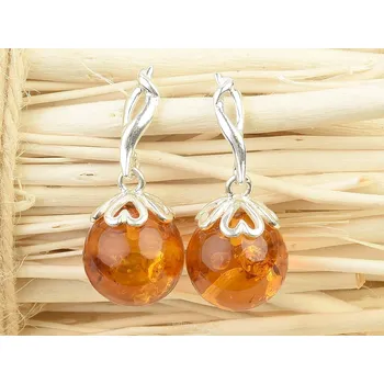 Náušnice Náušnice medový jantar kuličky Ag 925/1000