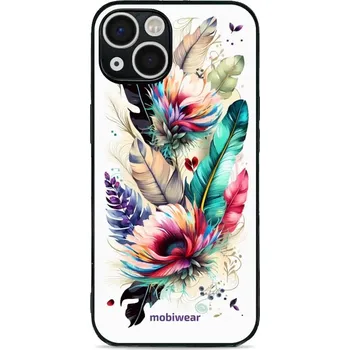 Pouzdro na mobilní telefon Lesklý kryt Mobiwear Glossy - Apple iPhone 13 - G017G Pírka a květy (Prémiové lesklé pouzdro, obal, kryt Mobiwear Glossy na mobil Apple iPhone 13 - G017G Pírka a květy, materiál Plast + TPU silikon - krytí po všech stranách, neošoupatelný potisk, tenké)