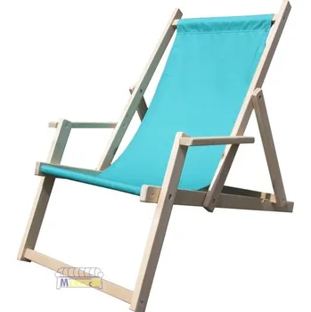 Zahradní lehátko TTM dřevěné lehátko s loketními opěrkami L-2 - zelená