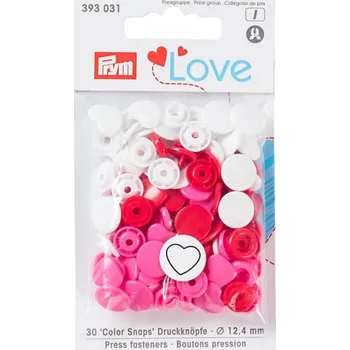 Nýt Prym Patentky plastové srdce 12,4 mm, bílá, růžová, červená