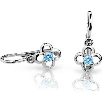 Náušnice Cutie Kids Jewellery c1944-10-70-x-2 Dětské náušnice z bílého zlata na brizuru Cutie kytičky C1944 Arctic Blue – zlatý šperk ryzosti 585/1000 v Dárkovém balení s Certifikátem GBEWM-00180